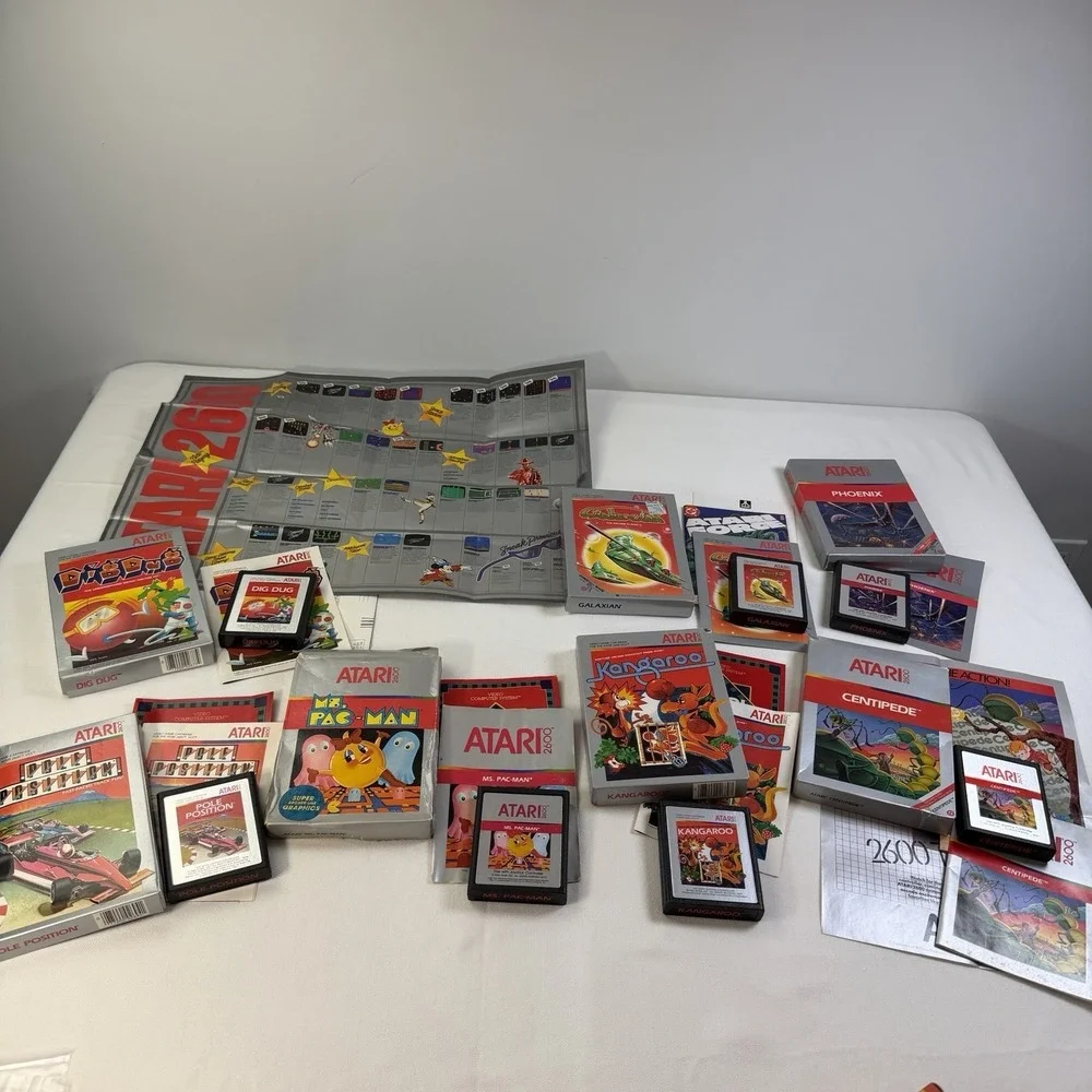 Atari 2600 Games Lot 7 - Ms. Pac-man Dig Dug Centipede Phoenix Galaxian Kangaroo